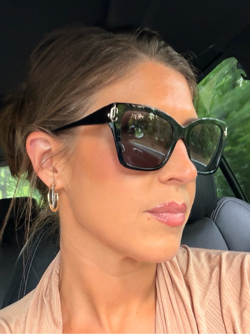 Jimmy Choo Black Oversized Cat Eye Sunglasses